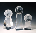 6" Basketball Tower Optical Crystal Award w/ Tapered Side
